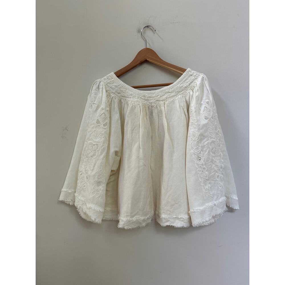 Free People Sun Valley Embroidered Fringed Top Boho Festival Cottagecore Small - Picture 9 of 9